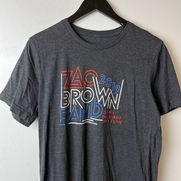 2019 Zac Brown Band T Shirt Gray Large L Graphic Tee Cotton Short Sleeve Solid - Picture 14 of 16